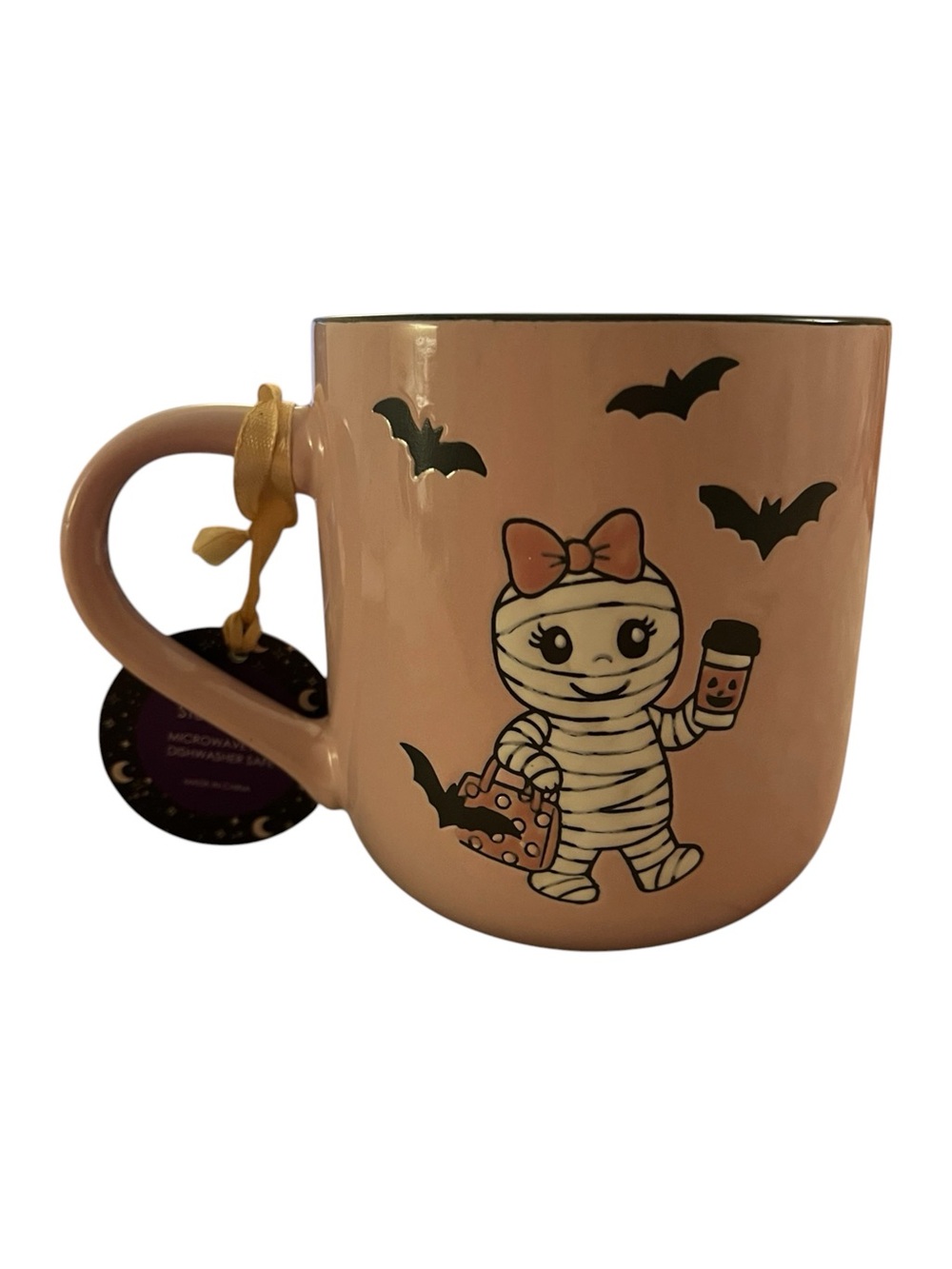 Pink Halloween Mummy Mug! Girl on one side / Boy on the other side - New